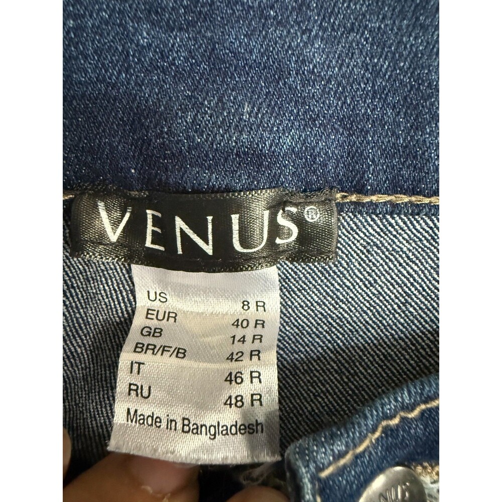 Venus Jeans Size 8 Blue Denim Dark Wash Flare Jeans Stretchy - Picture 5 of 6